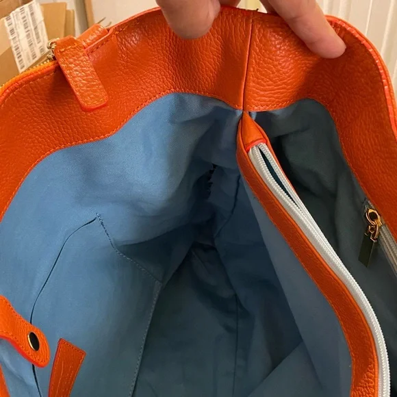 Orange Leather Tote Bag - Picture 11 of 11